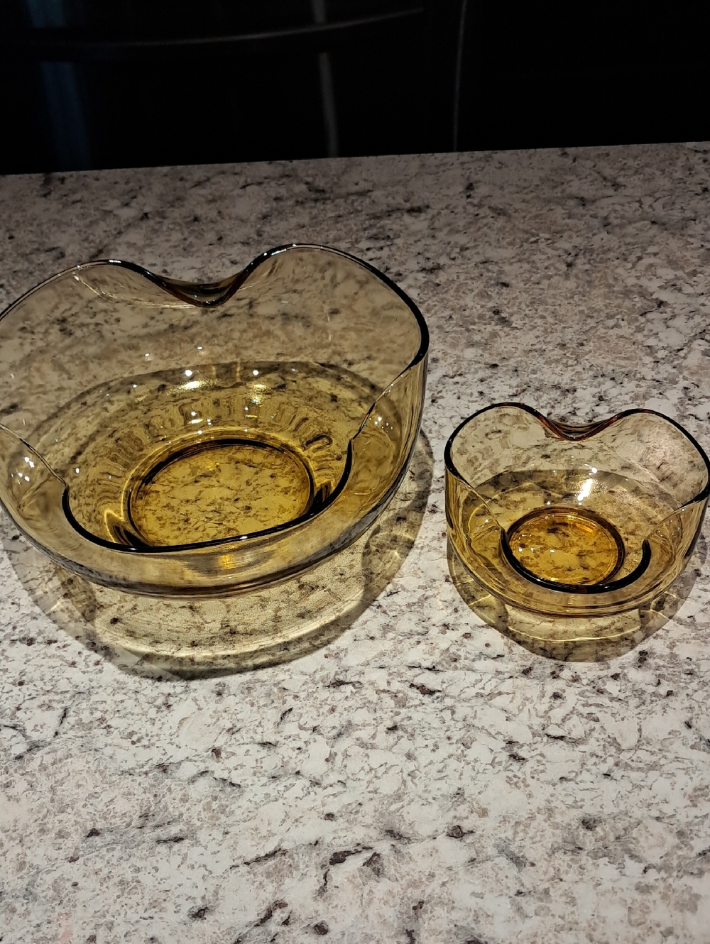 Vintage Amber Glass Bowl Set - Chip & Dip Bowls